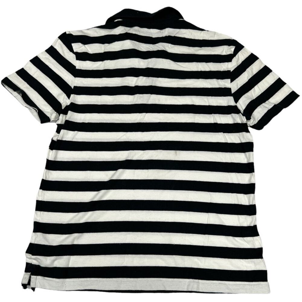 Club‎ Monaco Polo Shirt Black White Striped Short Sleeve Collared Cotton Men's S - Picture 9 of 9